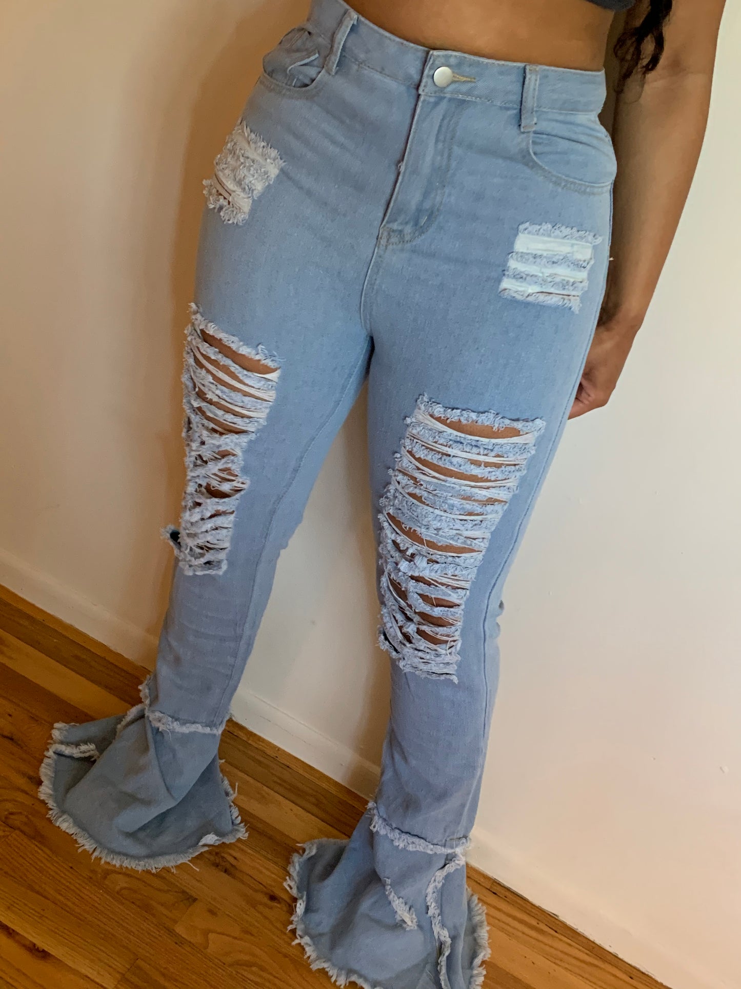 Distressed Denim Flare